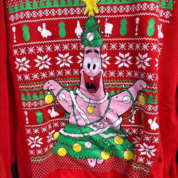 SpongeBob Squarepants Red Crewneck Sweater with Festive Design - Picture 3 of 4